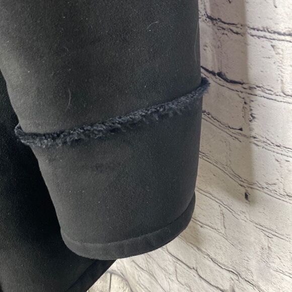 Wilson's Leather Faux Suede Real Fox Fur Removable Collar Zip-Up Jacket Coat Bla - Picture 4 of 15